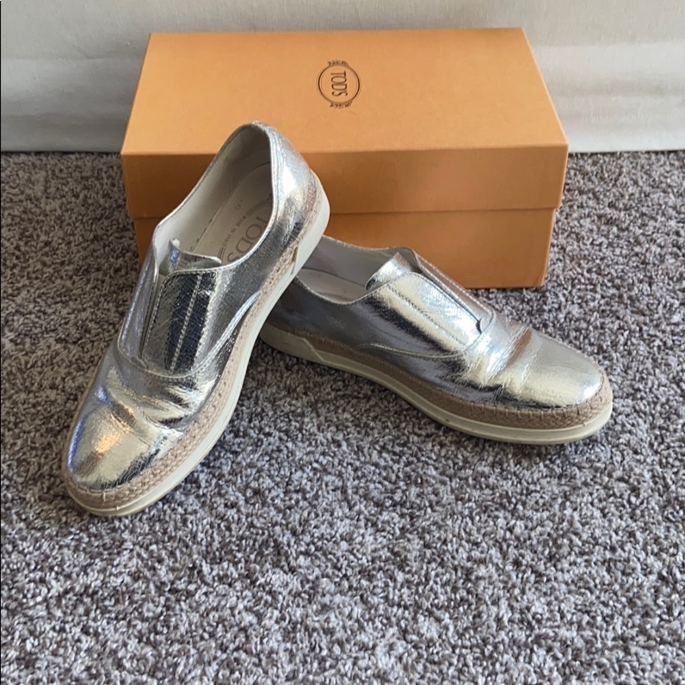 TOD’S Leather Slip On Gomma Rafia Tv Francesina